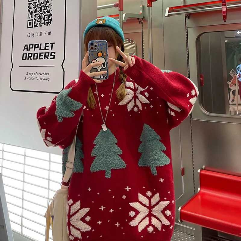 New Arrival Christmas Tree Couple Street Sweater Wan Xue Sweater Autumn Winter Neutral Mens Casual School Clothes Z241111