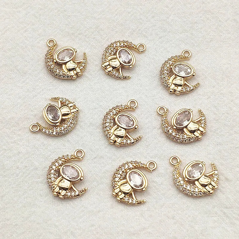 incoming 17x14mm 50 pieces of cubic zirconia moon charm used for handmade earrings necklace accessories DIY accessories jewelry discovery 241108