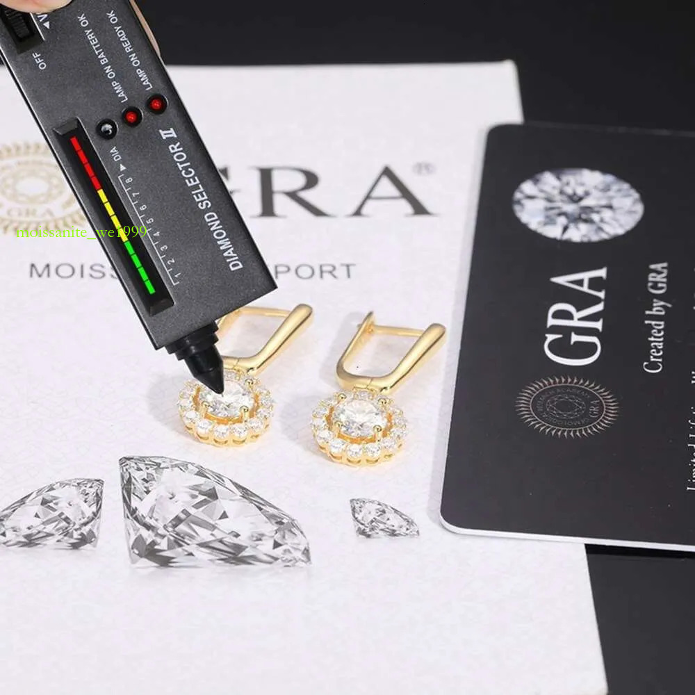 Classic Original Moissanite Hoop Elegant Dazzg For Women Round Dia Drop Earring With Gra Sier Fine Jewelry