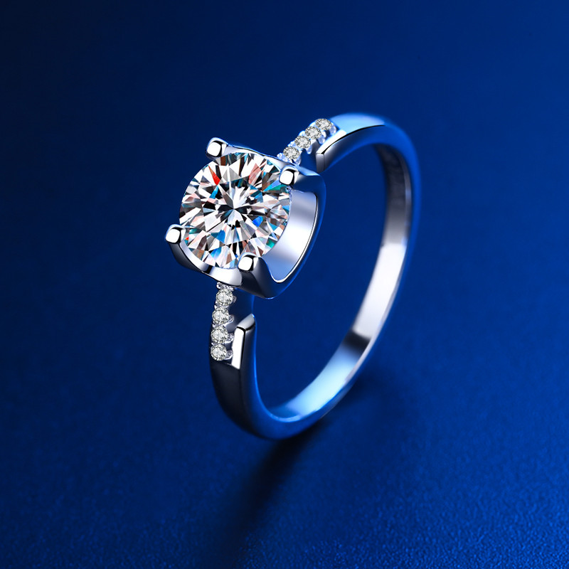 Real Moissanite Engagement Rings 1CT 2CT Sterling Silver Round Brilliant Diamond Solitaire Wedding Band Ring Bridal Jewelry