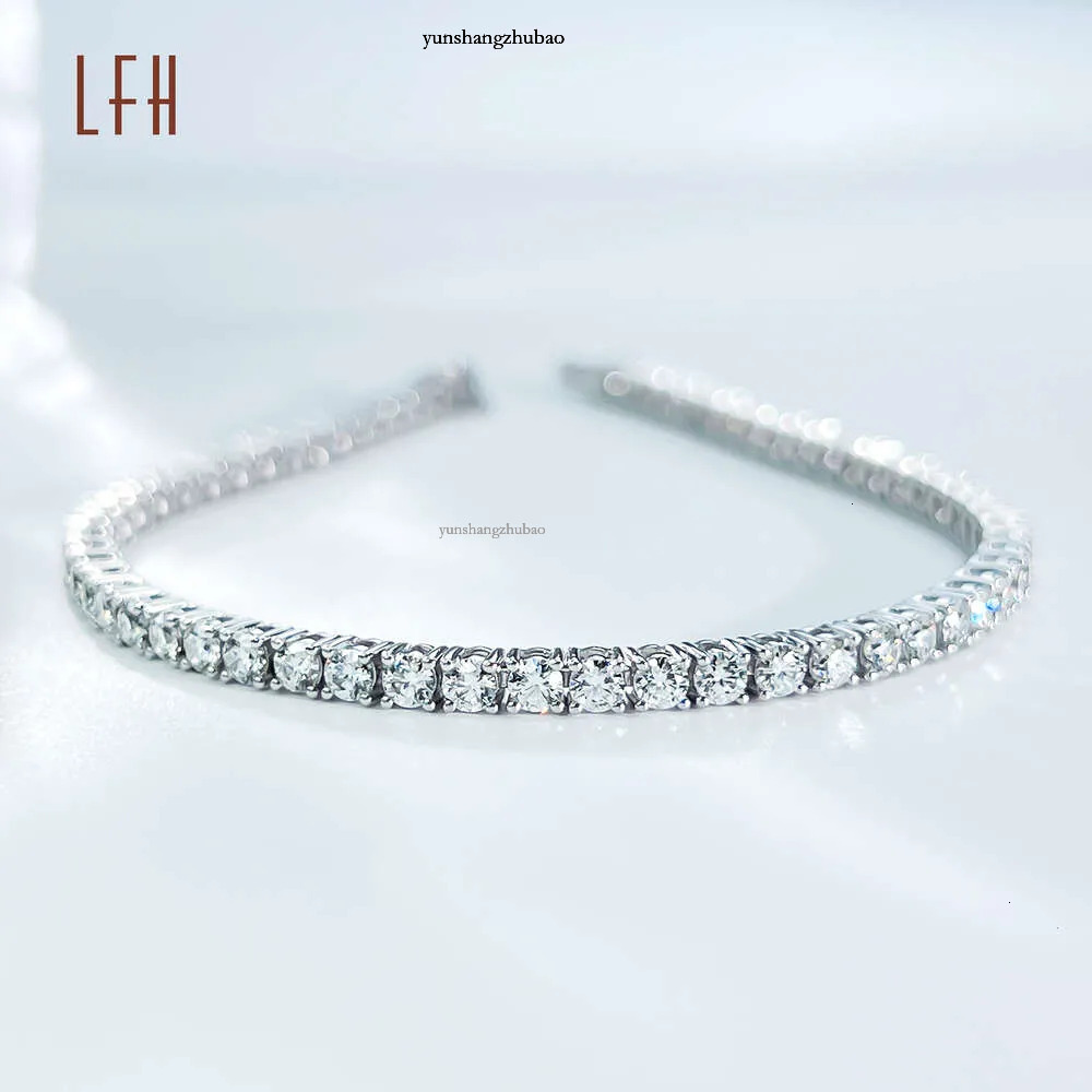 White Real Gold 3mm Round Brilliant Cut lab Created Dia Womens Moissanite Tennis Bracelet