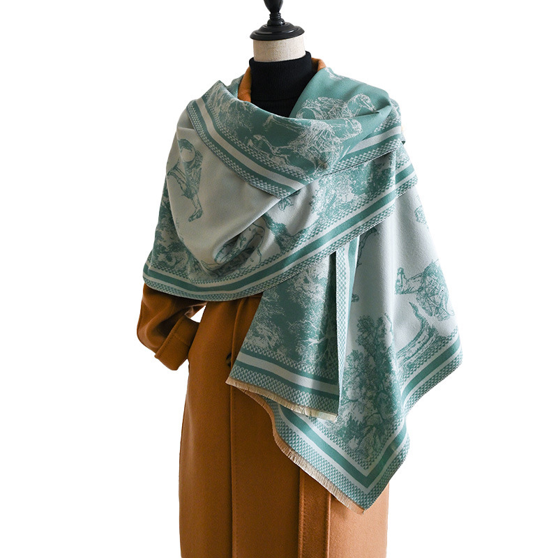 Autumn winter ethnic style print, women's imitation cashmere warm scarf, travel and outdoor shawl