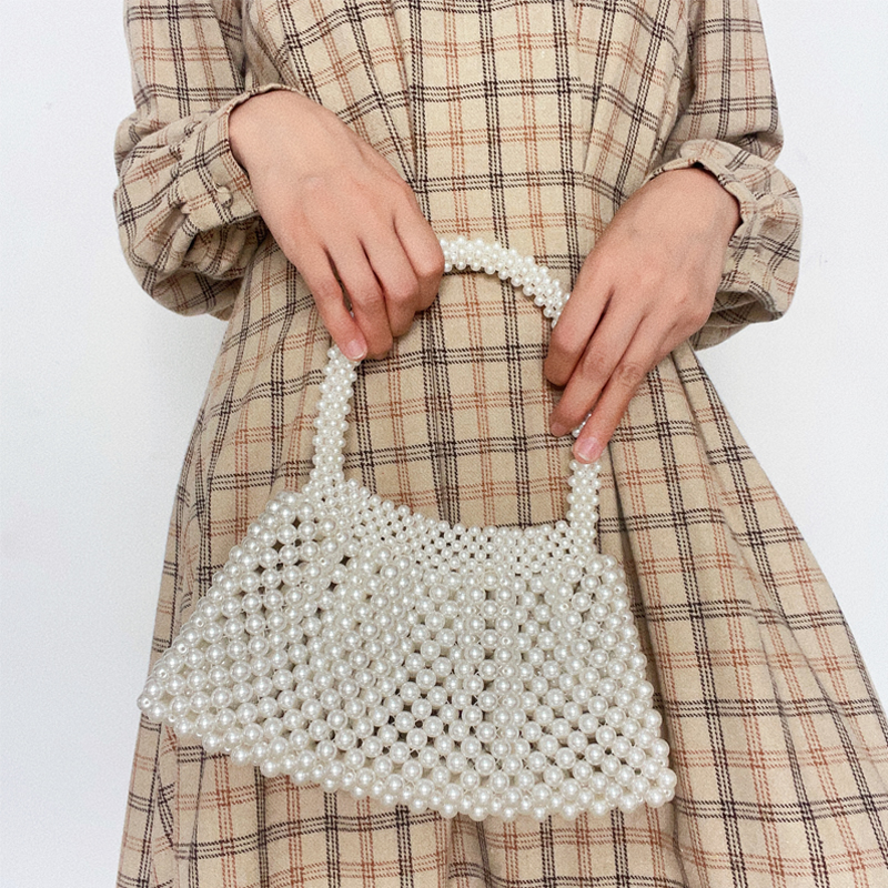 Pearl Bag Women's Hand-woven DIY Homemade Beaded Ladies Handbag Hand Bags 2023 Designer Luxury