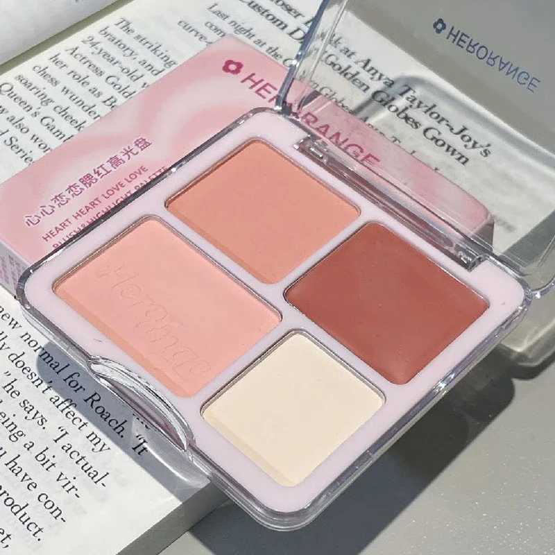 4color Multifunctional Makeup Cream Blush Face Blush Palette Long Lasting Easy To Color Blusher Peach Contouring Korean MakeupXJ241111