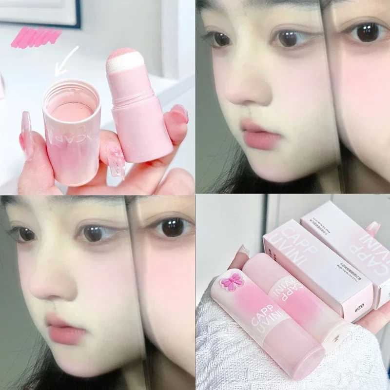 Cute Sponge Head Blush Stick Waterproof Brighten Facial Contour Powder Blush Cream Nature Lasting Cheek Lightening Korean MakeupXJ241111