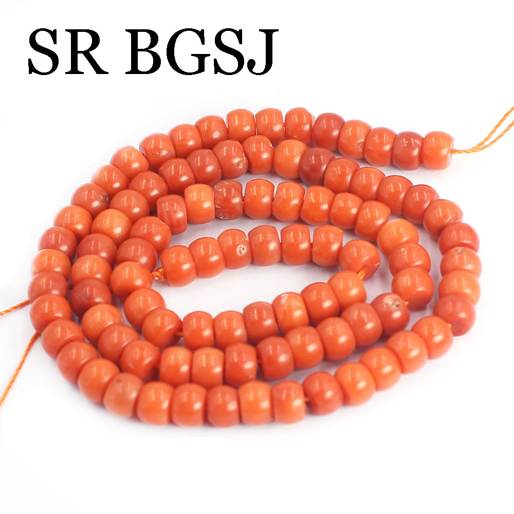 4x6mm Keshi Rondelle Column Jewelry DIY Loose Real Genuine Natural Spacer Vintage Seed Orange Coral Beads 15"