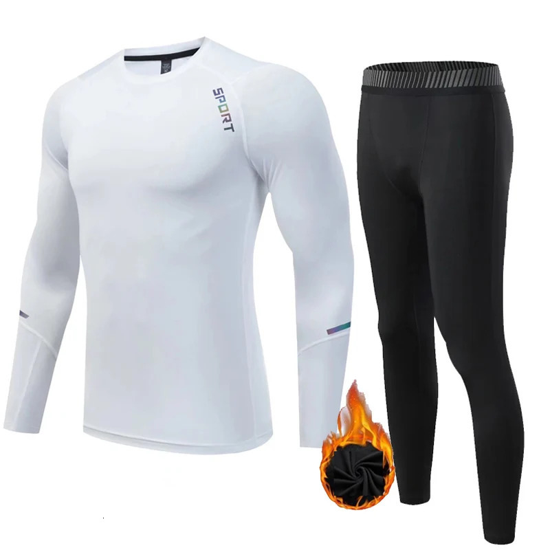 Mens Thermal underwear Tops Autumn Clothes Fleece Long sleeve shirt Second skin Winter White First layer 241111