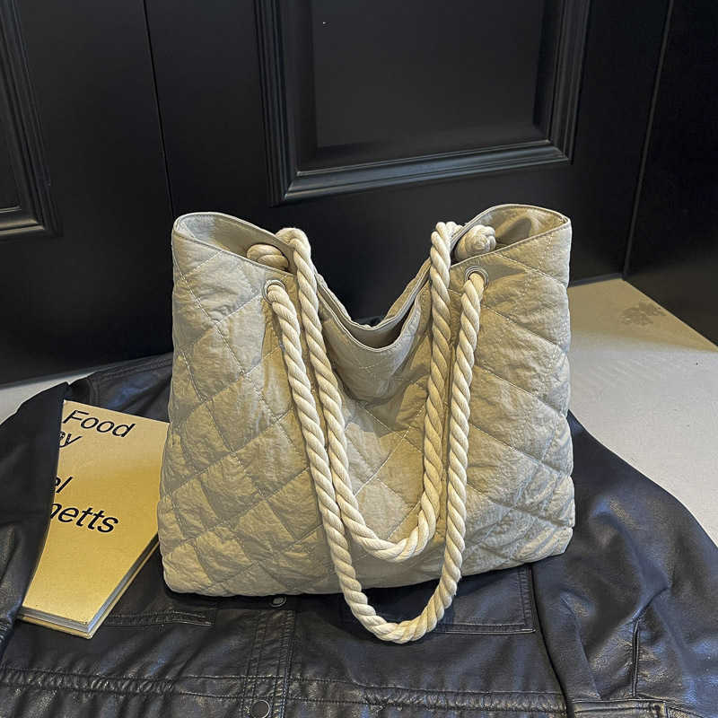 autumn winter diamond grid casual women's bag cotton clothing bag versatile cloth bag women's winter versatile 241115