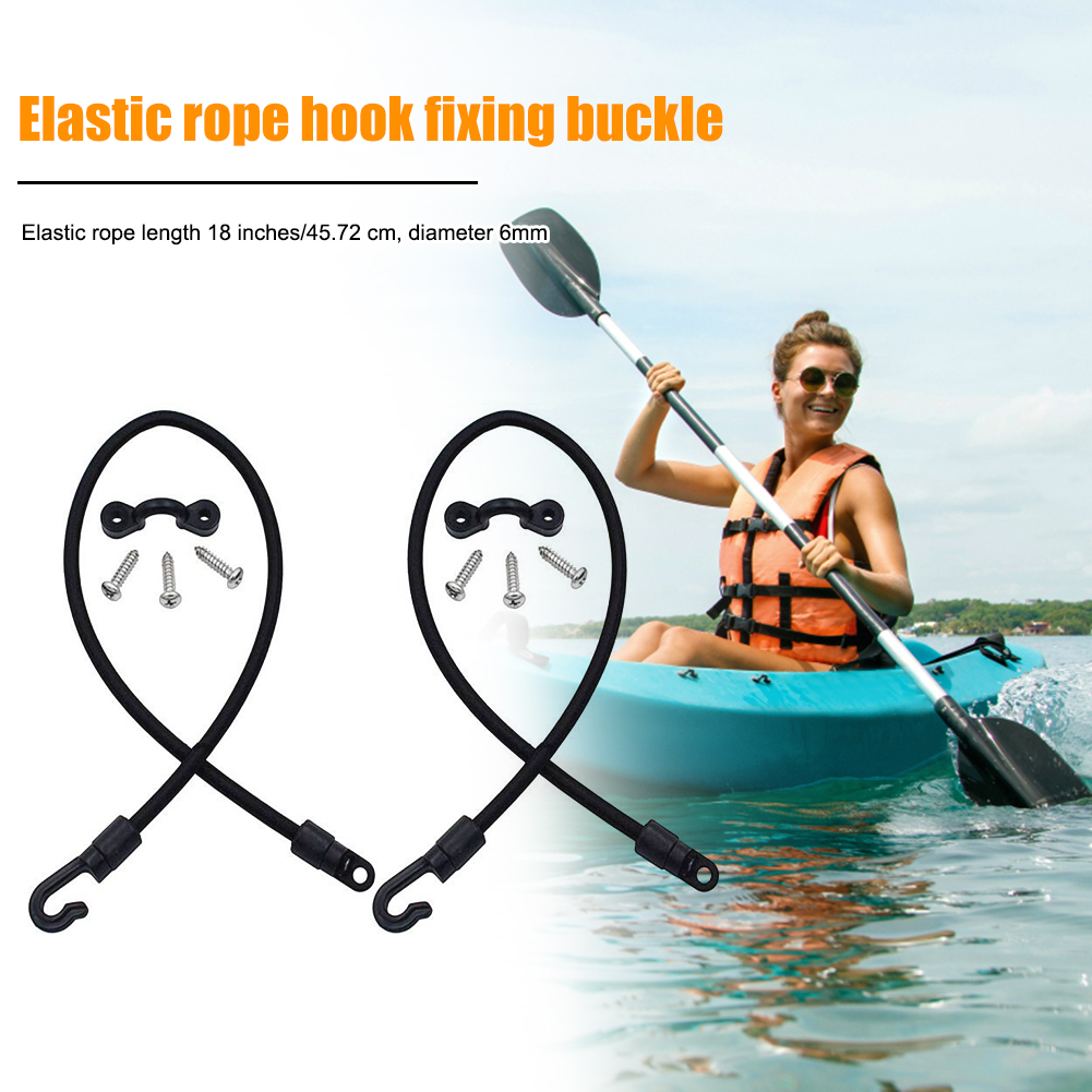 Boat Fishing Rod Tamer Holder Portable Elastic Rope Hook Fixing Buckle Set Adjustable Deck Mount Connector for Kayak Marine Boat