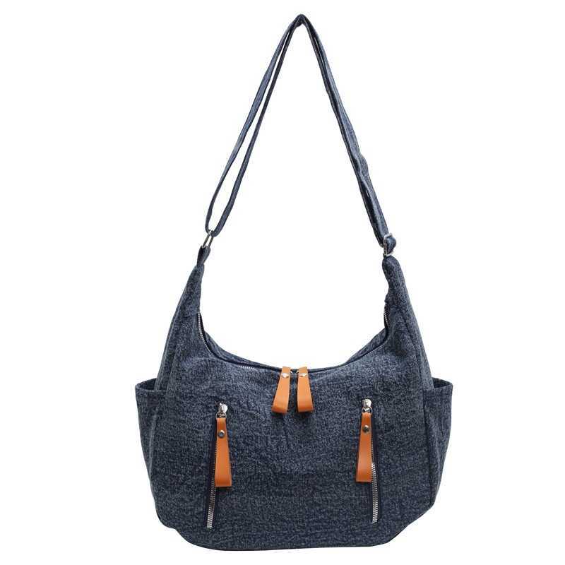 Fashionable denim dumpling bag western-style, autumn winter commuting crossbody bag, campus single shoulder tote bag 241115