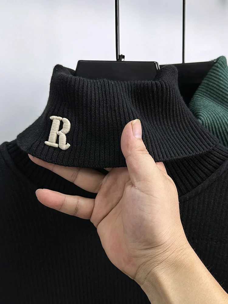 High Quality High end luxury mens embroidered sweater autumn and winter design new business and leisure high neck knitting trend turtle neck T241111