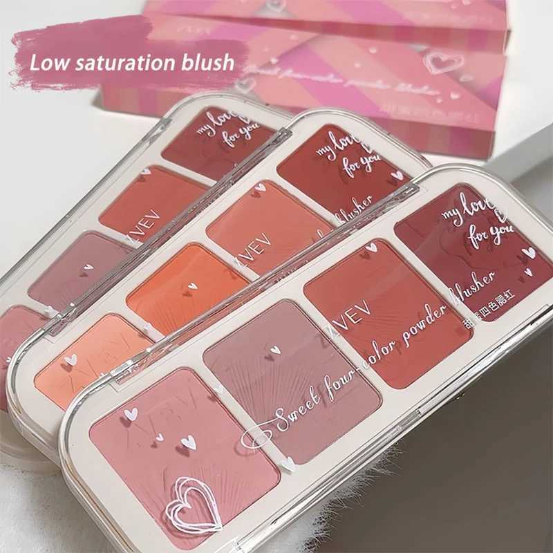 4 Color Blusher Powder Palet Face Rubores Blush Purple Contouring Highlighter Shading Palette Natural Illuminators Korean MakeupXJ241111