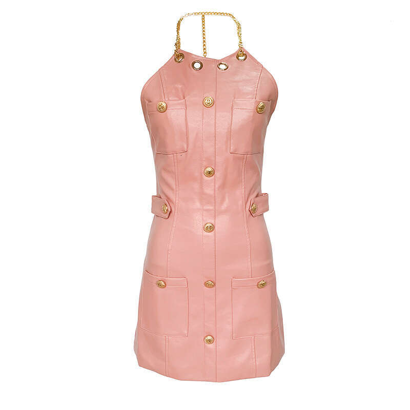 shanshi leather jacket women Spring New Women's Pink Fashion 2-piece shawl sexy dress high-end temperament leather skirt