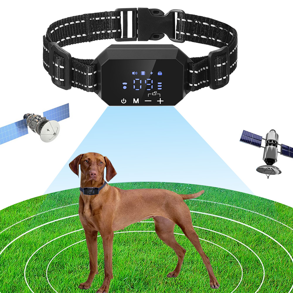 GPS Wireless Dog Fence Electric Shock Vibrate Range 100-3300 Ft Adjustable Warning Strength Rechargeable Pet Containme