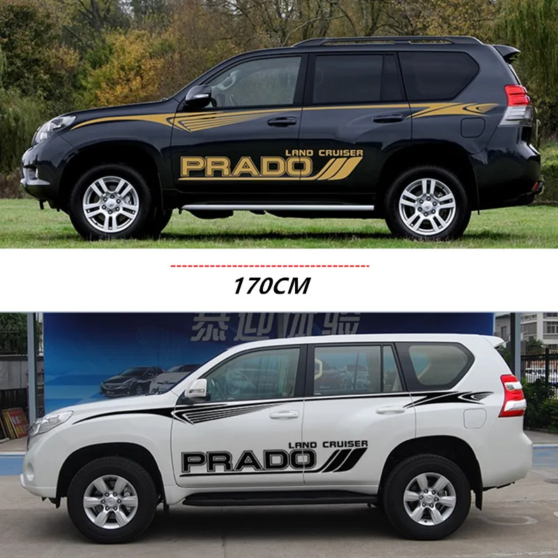 2PC Car Styling For Toyota Land Cruiser Prado 150 120 100 Car Door Side Stickers Auto Styling Tuning Decorative Decals For Prado