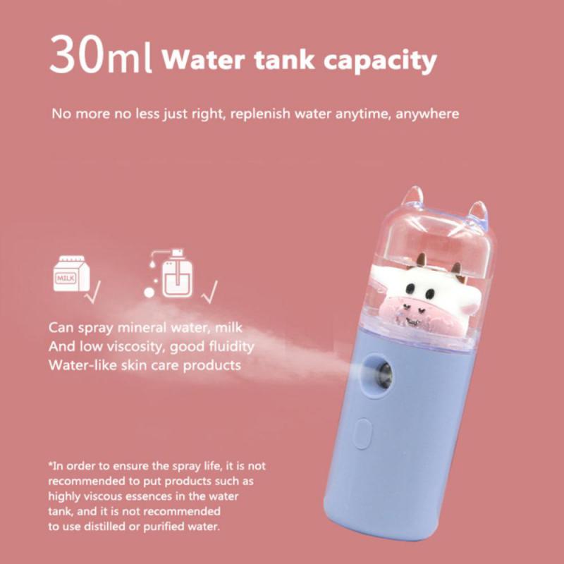 1Pc Cute USB Nano Mist Sprayer Facial Steamer Rechargeable Humidifier Face Moisturizing Nebulizer Mini Beauty Skin Care Tools