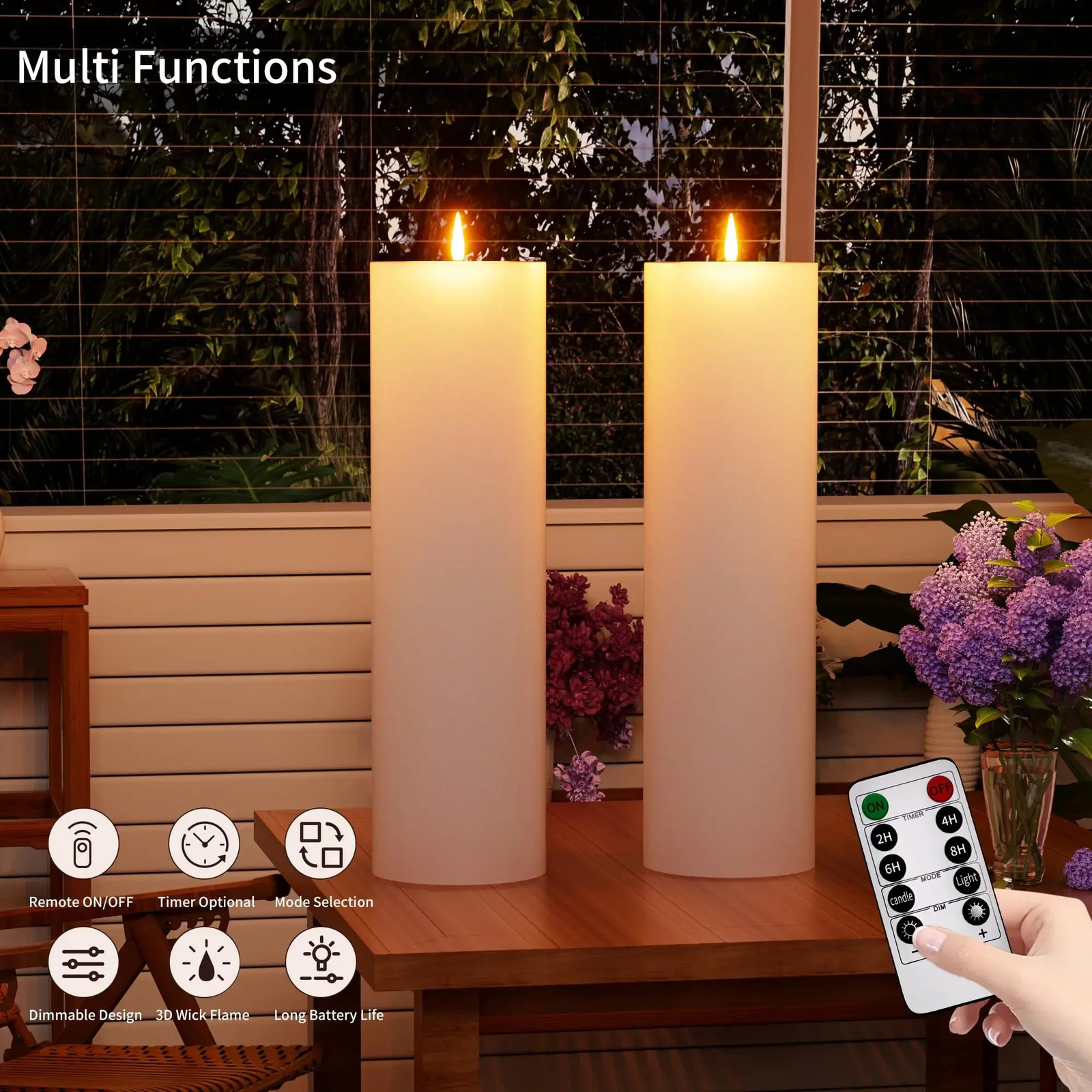 LED Large Electronic Candle Lights Waterproof Flickering LED Flameless Candle Christmas Patio Simulation Pillar Candle 241111