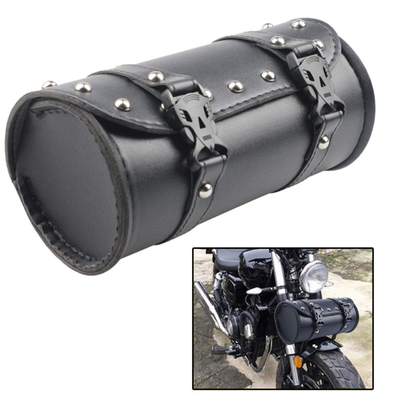 Motorcycle Fork Bag Waterproof Leather Autobike Saddlebags Handlebar Storage Tool Pouch Scooter Electric Bicycle Accessories