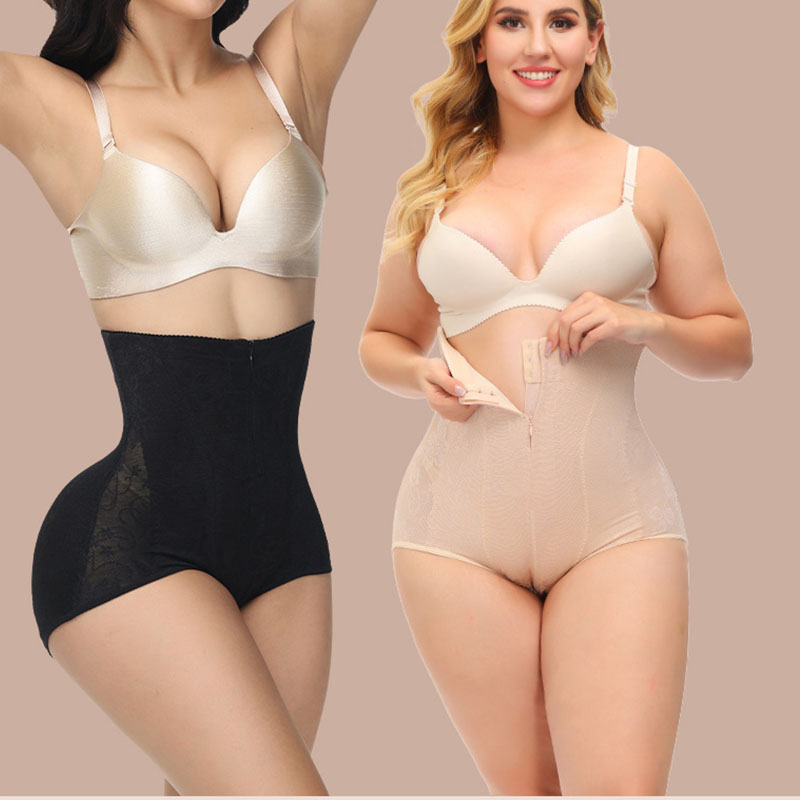 GUUDIA Hook Zipper Tummy Control Panties High Waisted Butt Lifting Mesh Sexy Butt Lift 5XL Underwear Waist Cincher Lace Jacquard