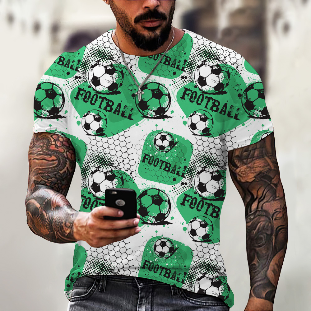 Men's Summer Casual Clothing Football Jerseys Streetwear 3D Printed T Shirt Oversized CrewCollared Harajuku Short Sleeve Tee Top