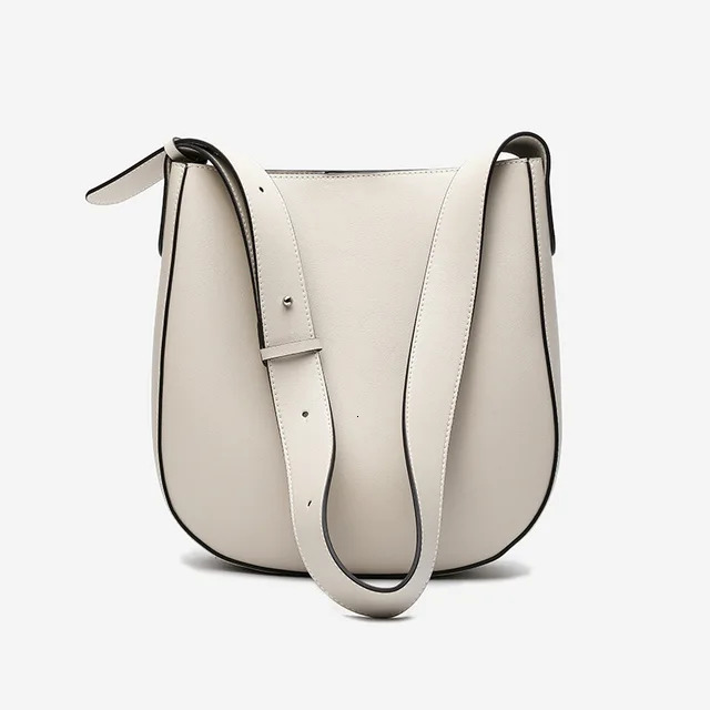Minimalist Style Solid Color Bucket Tote Dark Brown Cowhide Leather Women Shoulder Winter Crossbody Bag Genuine Leather Hasp Style BagVoyage