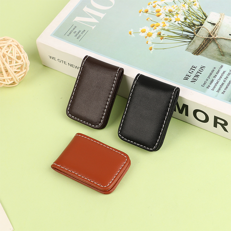 Money Clip Wallet Slim Men Women Vintage Strong Magnet Money Clip Cow PU Leather Pocket Clamp Credit Card Cash Case Holder