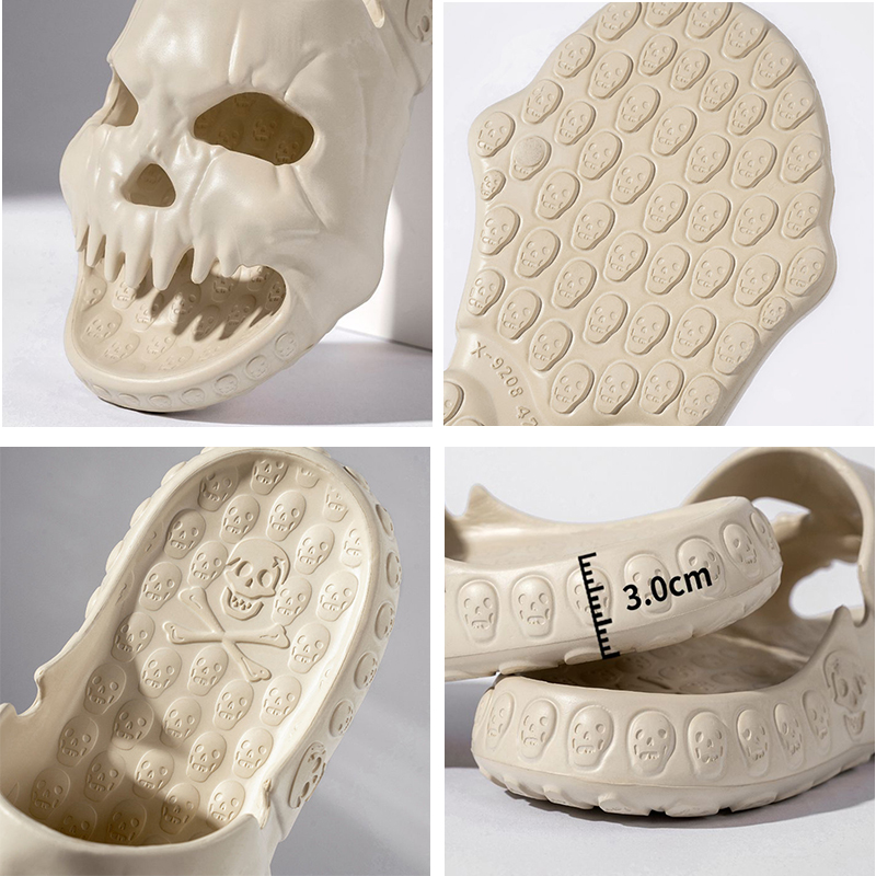 New Personalized Skull Design Men Slippers 2023 Summer Outdoor Fun Novelty Slide Thick Sole Platform Beach Non-Slip Women Sandal B31