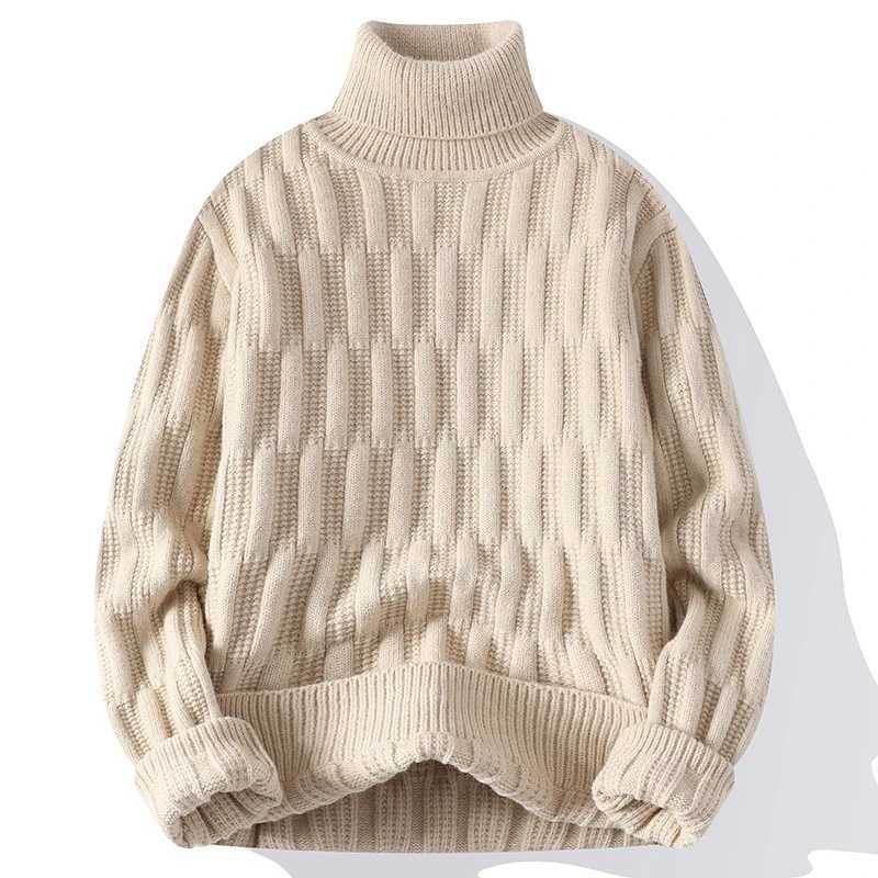 High Quality Autumn and Winter Mens Turtle Neck Sweater Fashion Jacquard Knitted Fabric Mens Casual Knitted Solid Color Turtle Neck Sweater T241111