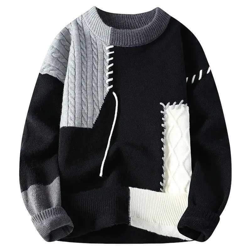 New Arrival Autumn Mens Wool Coat Mens Fashion Sweater Round Neck Mens Thick Warm Mens Knitted Sweater fl Size M-3XL Z241111