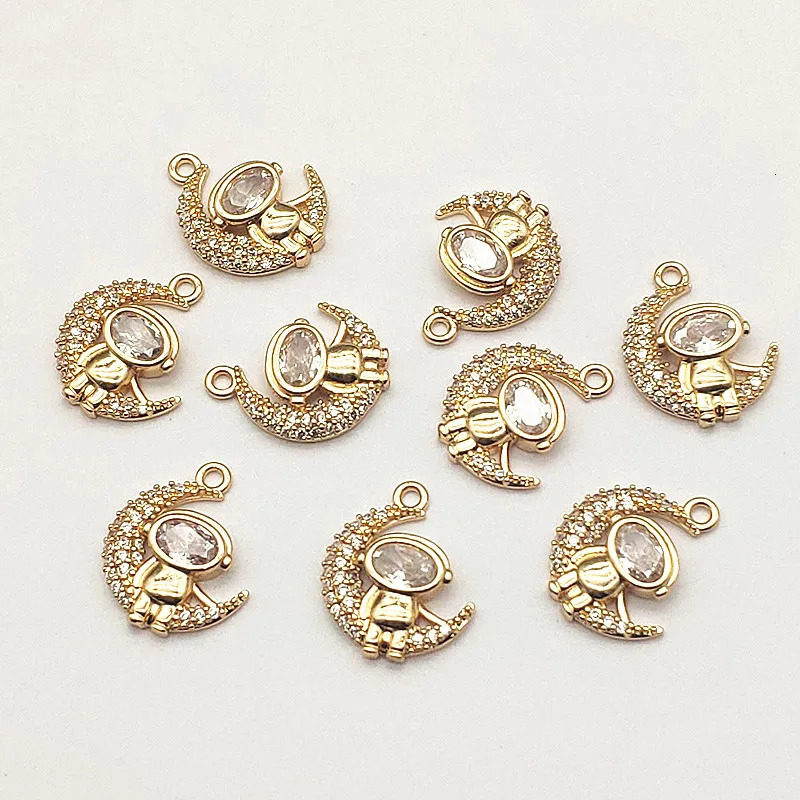 incoming 17x14mm 50 pieces of cubic zirconia moon charm used for handmade earrings necklace accessories DIY accessories jewelry discovery 241108