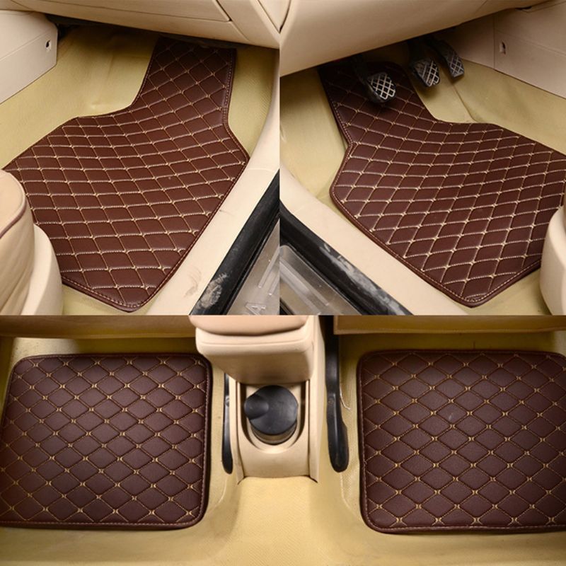 4Pcs PU Leather Car Floor Mat Waterproof Foot Pads Protector Anti-Slip Front and Rear mats Set for Suv F19A