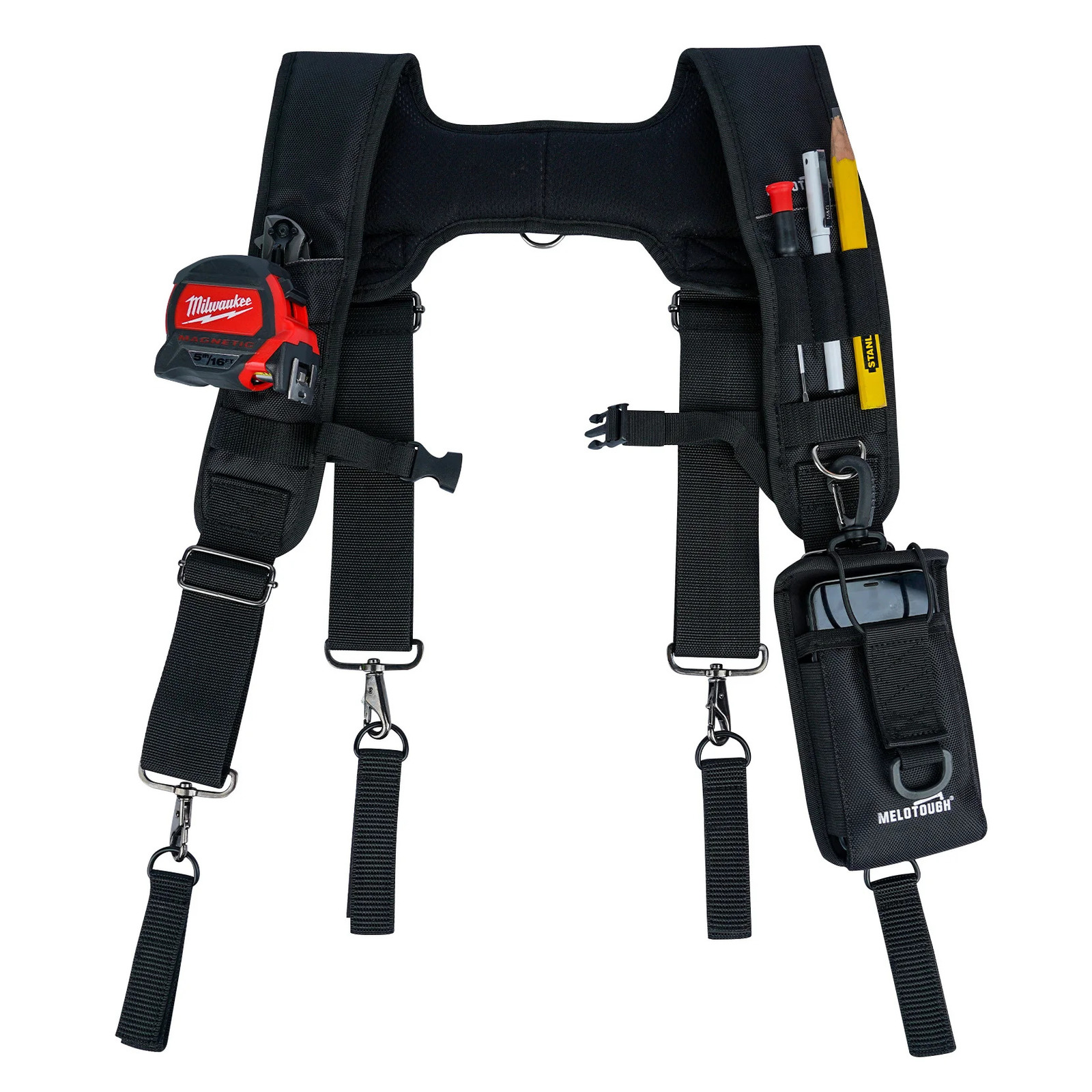 MELOTOUGH Tool Belt Suspenders Construction Work Braces For Men With Detachable Phone Holder comfortable foam shoulder padder 240401