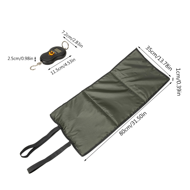 Carp Fishing Unhooking Mat with Weigh Scale Foldable Padded Landing Mat Fishes Gear Weigh Slings Mat Fishing Accessories