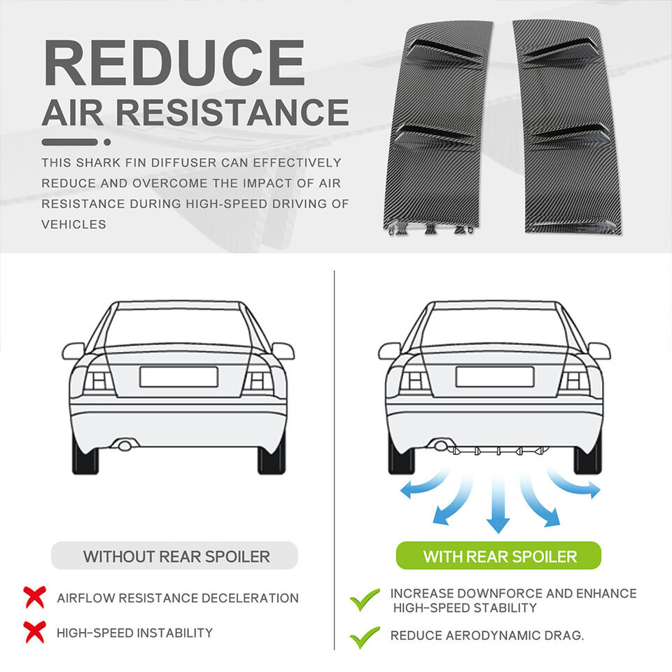 2pcs Universal Car Rear Bumper Lip Spoiler Splitter For Acura TL ILX TLX TSX MDX RDX 5 Fins 81.5cm Diffuser Shark ABS body kit