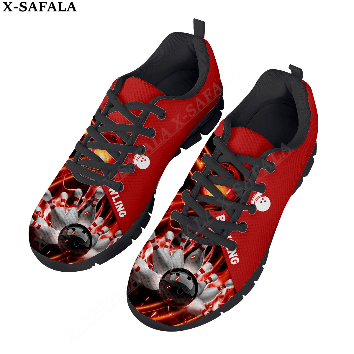 Bowling Player Club Print Men's Casual Basic Daily Shoes Breathable Lightweiht Mesh Lace Up Sneakers Men Woman Sport Shoes-6