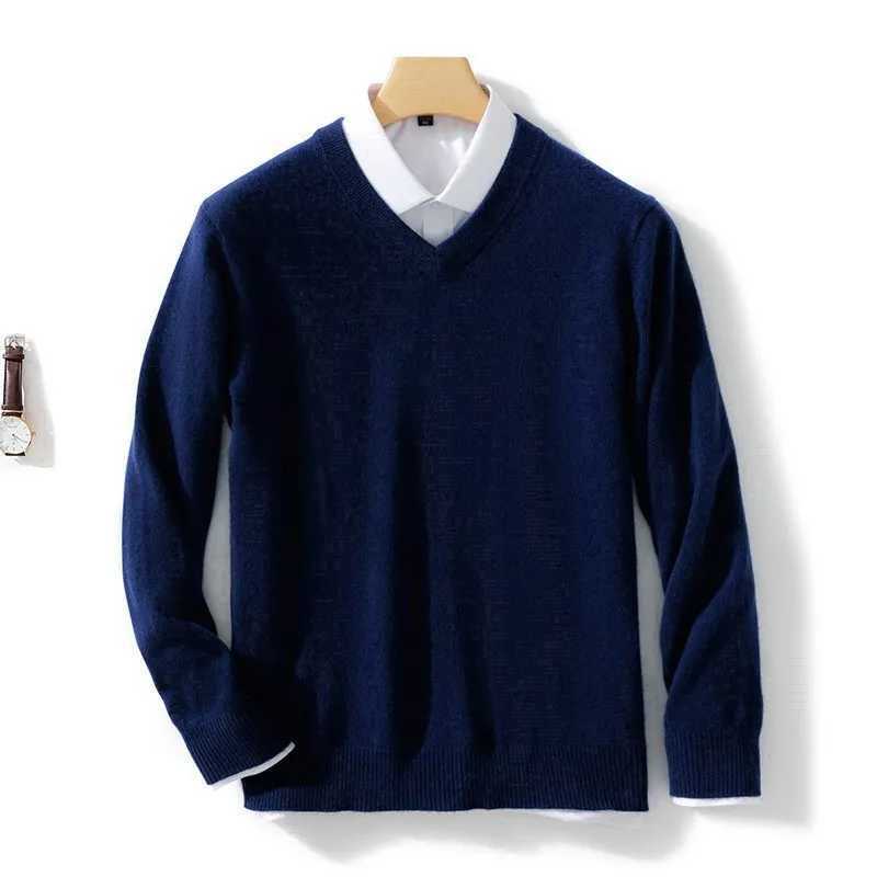 High Quality Mens cashmere warm plow sweater V-neck knitted winter slim fit top M wool knitted jumper Botting Shirt Plus size 5XL T241111