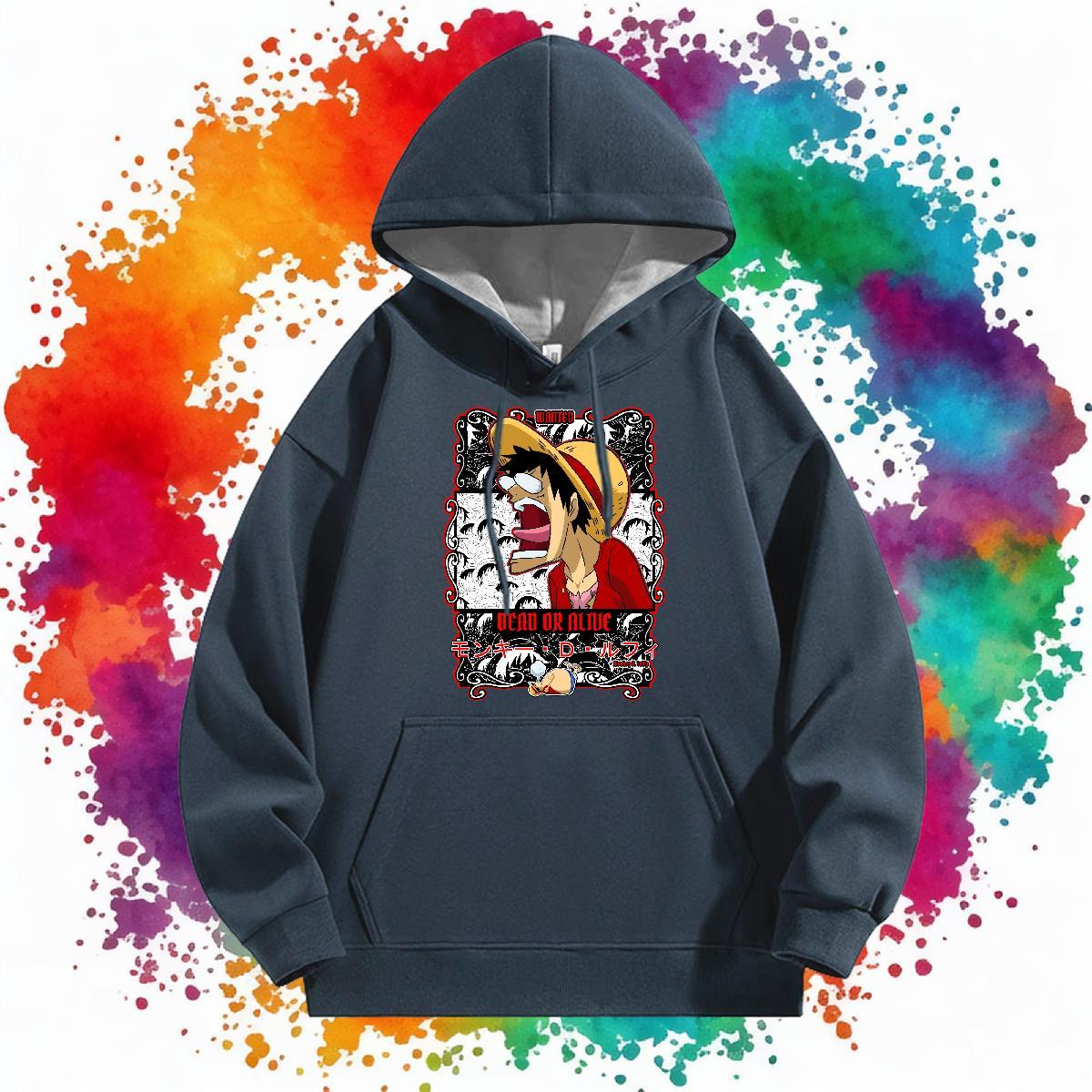 Brand Hoodie for Men Long Sleeve Drawstring Warm Men Tops Hoodie Anime Print Pullover Hoodie Hip Hop Street Cotton 350g