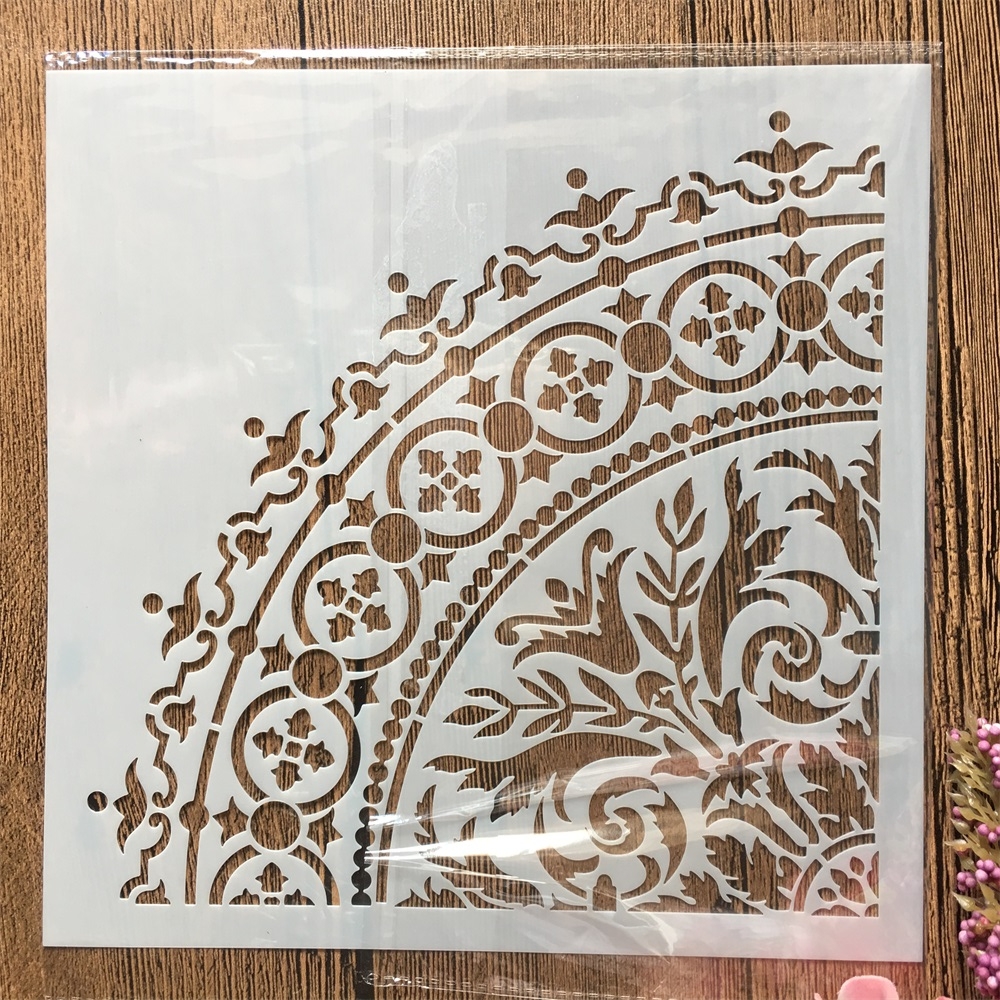20*20cm Mandala 1/4 Wheel Circle Buddhism DIY Layering Stencils Painting Scrapbook Coloring Embossing Album Decorative Template