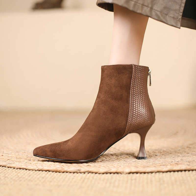 Women's Winter Boots: Versatile Soft Leather Short Boots, Black/Coffee, Free Shipping d266