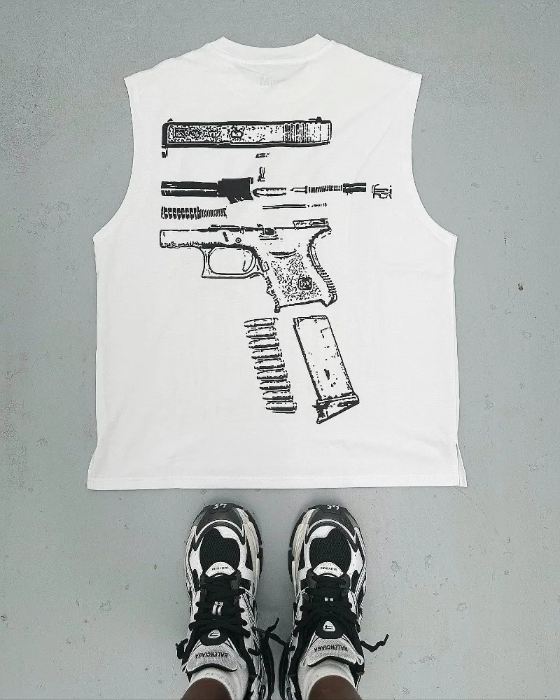 American High street hip hop bullet print short sleeve T-shirt y2k Goth Harajuku fashion couple loose base shirt 240321