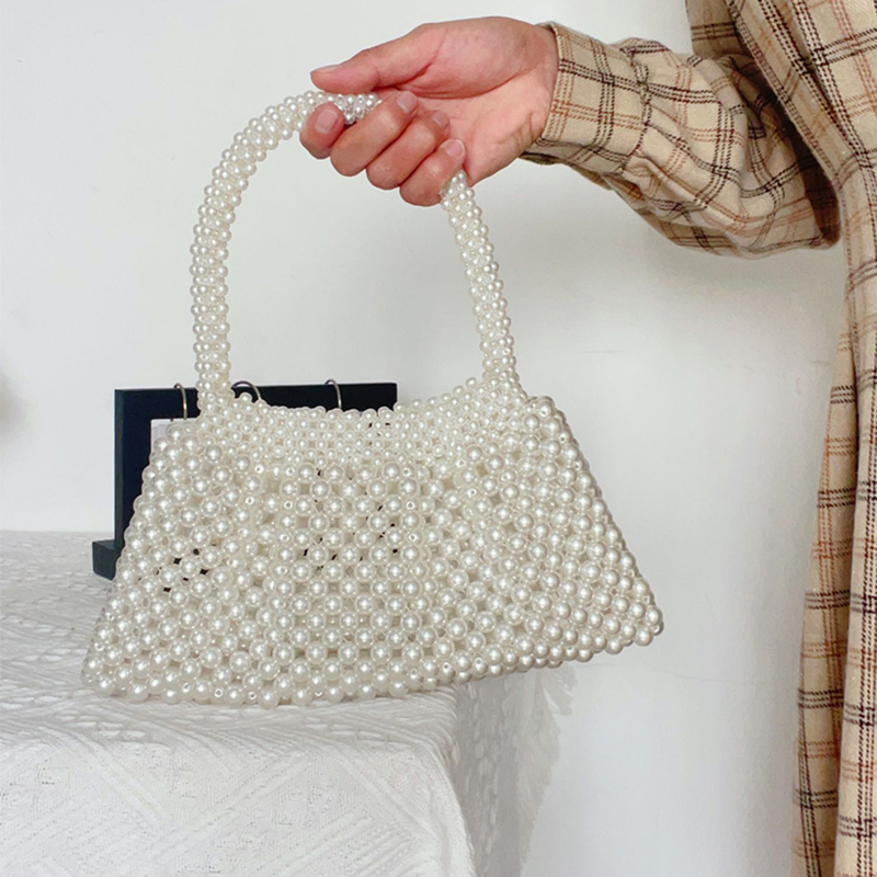 Pearl Bag Women's Hand-woven DIY Homemade Beaded Ladies Handbag Hand Bags 2023 Designer Luxury