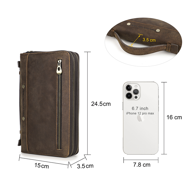 CONTACT'S Genuine Leather Clutch Wallet For Men Long RFID Handbags Phone Pocket Coin Purse Card Holder Large Capacity Money Clip