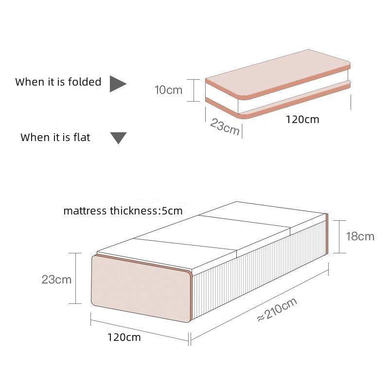 Multifunctional Kraft Paper Folding Bed 120x210cm for Invisible Office Lunch Break Bidden Bed with Thick Memory Foam Mattress