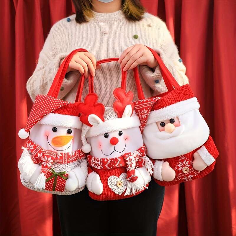 Christmas Set 3 Exquisitely Designed Themed Handbags Full Of Romantic Christmas Scenes, Warm Choice Family Friends, A Fashionable And Unique Must Have