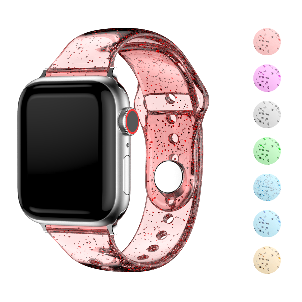 Silicone Bands for Apple Watch Strap 45mm 41mm 44mm 40mm 42mm 38mm Glitter Women Sports Wristband for iWatch 9/8/7/6/5/4/3/2/SE