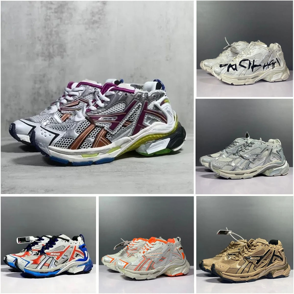 Designer Runners Sneakers Track 7.0 Casual Trainers Dress Shoes Graffiti Black White Green Transparent Nitrogen Running Shoes Men Women EUR 35-45