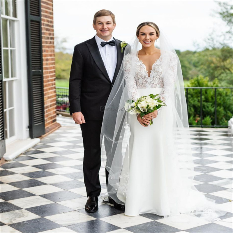 Boho Mermaid Wedding Dresses Fairy Long Sleeve Lace Bohemian Gatsby Bridal Gowns Backless Beach Bride Dress Elegant Outdoor Garden Vestio De Novia 202