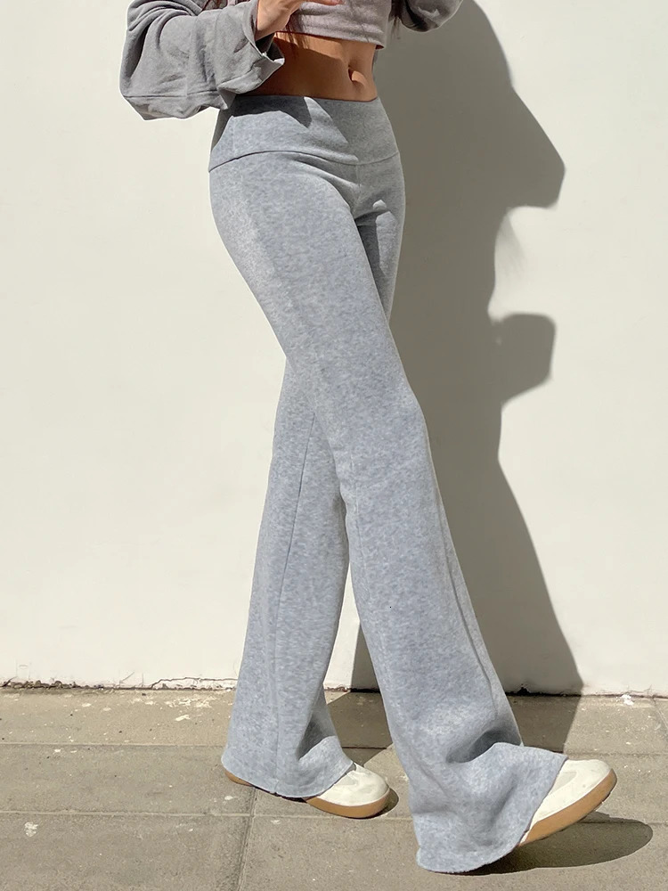 Weekeep Casual Solid Low Rise Trouser Basic Slim Fitness leggings Sweatpants Korean Fashion Streetwear y2k Flared Pants 241108