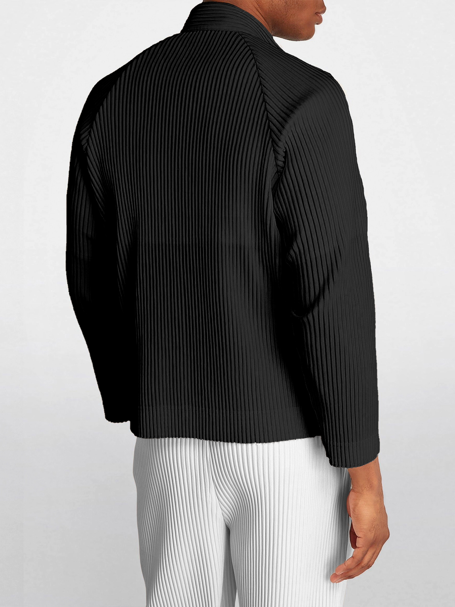Miyake Pleated Men Jacket 2023 Spring New Solid Color Stand-up Collar Cardigan Zipper Coat