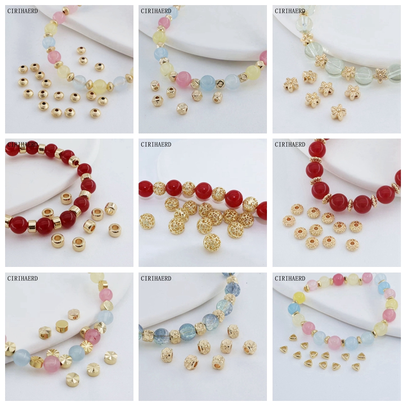 4mm 14K Gold/Silver Plated Round Hollowed-Out Small Beads Supplies For Jewelry Making DIY Accessories Bulk Spacer Bead Findings